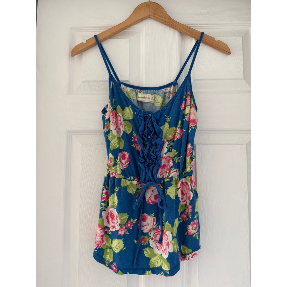 Y2K Abercrombie Floral Blue Cami‎ Retro 2000s